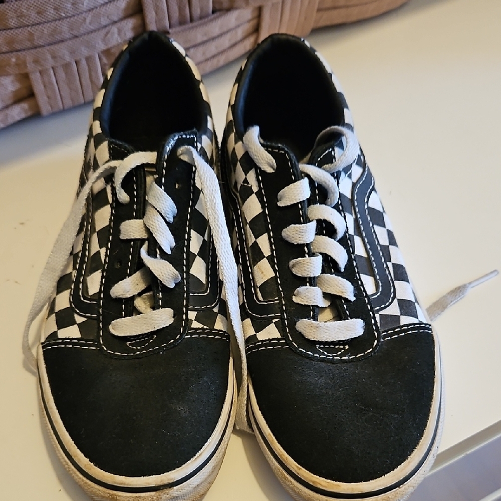 Kids Black and White Checkered Shoes